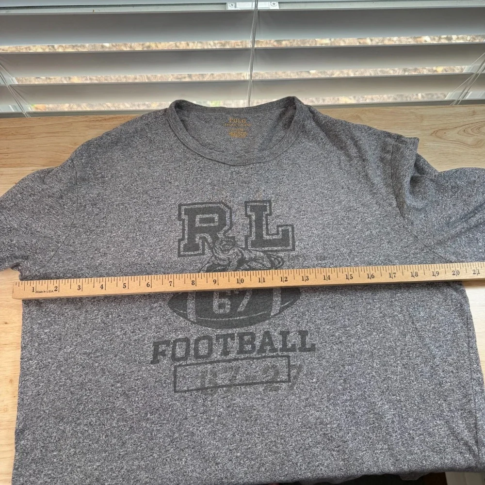 Polo Ralph lauren Football Shirt‎ Men's Medium Gray Crew Neck Graphic Print